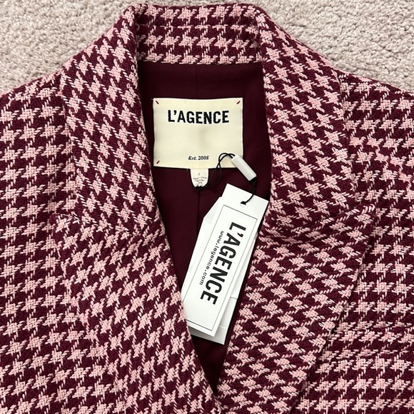 NWT L’Agence Pink Houndstooth Blazer - Picture 2 of 5